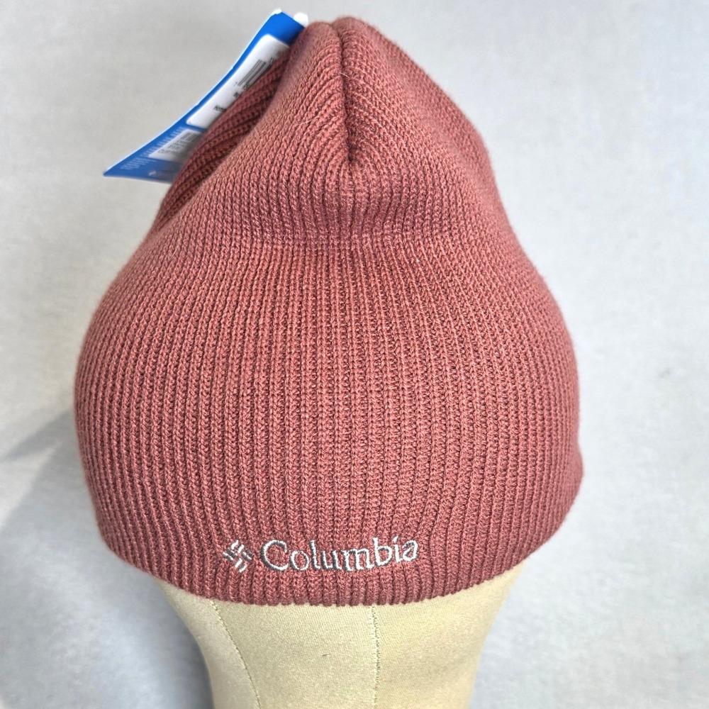 NWT Columbia Gorpcore Ribbed Knit Beanie Hat OS Outdoorsy Minimalist Rust Red